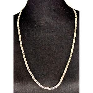 Vintage Italian Sterling Silver Braided Box Chain Necklace 30" Triple Strand 925
